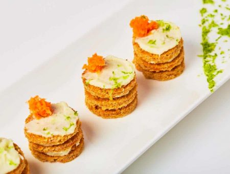 etite carrot cake with lime cream cheese frosting