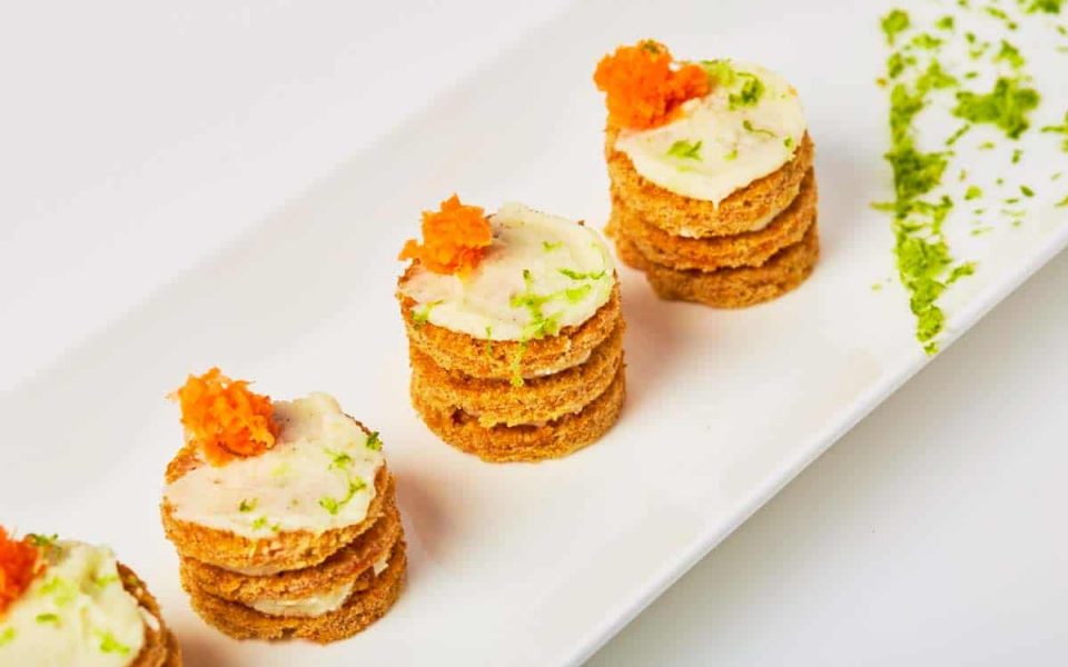 etite carrot cake with lime cream cheese frosting