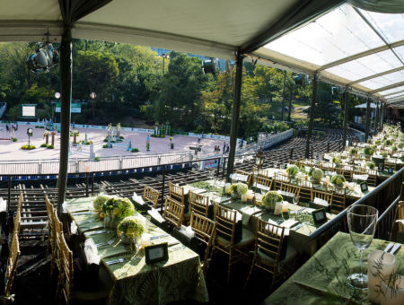 Large outdoor catered event panorama