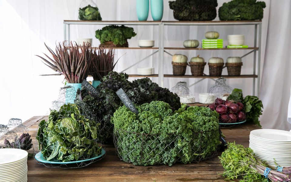 vegetables & greens on table