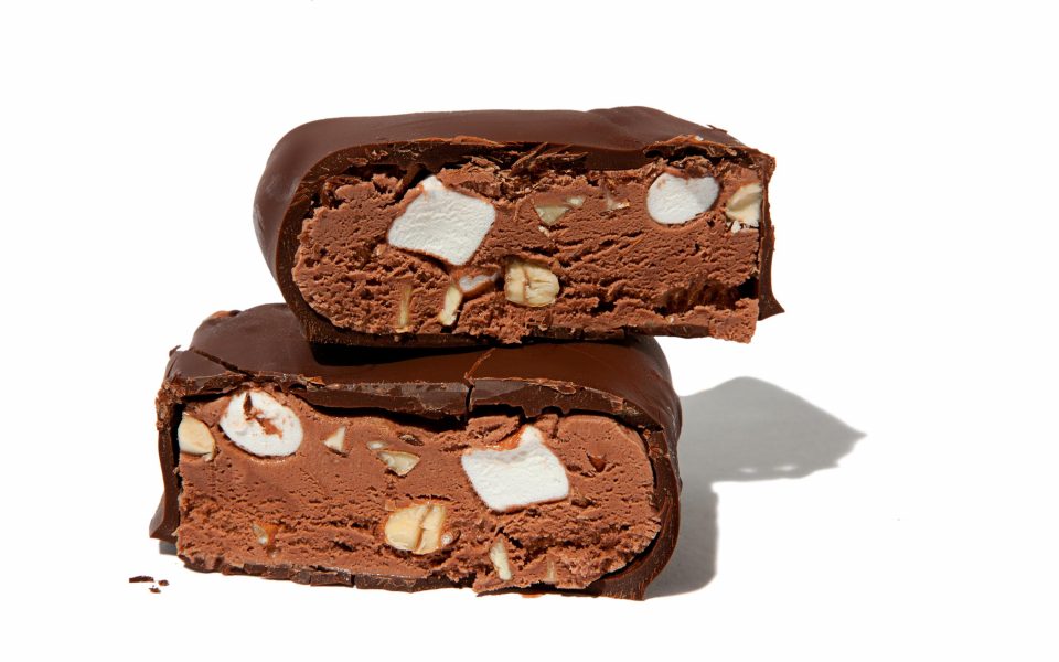 Chocolate Dipped Rocky Road Ice Cream Bars