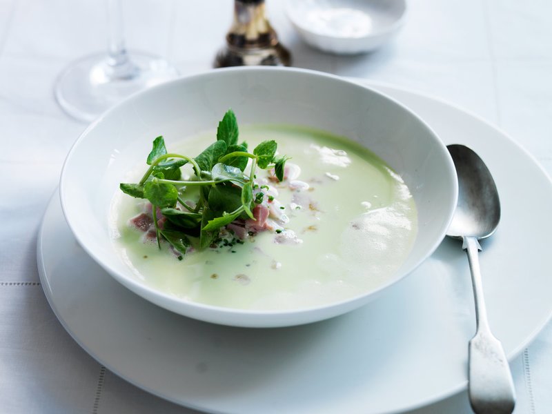 Fresh Pea Soup with Ham