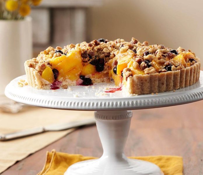 Peach Blueberry Crumble Tart