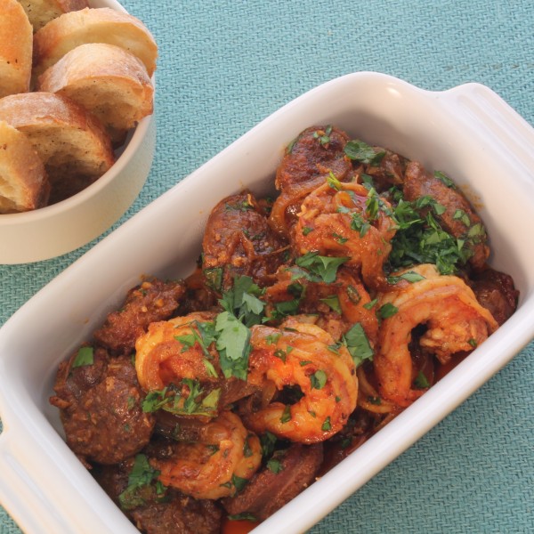 shrimp and chorizo tapas