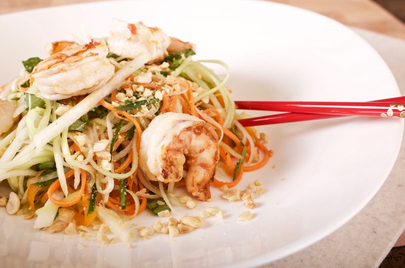 Green Papaya Salad with Spicy Grilled Shrimp