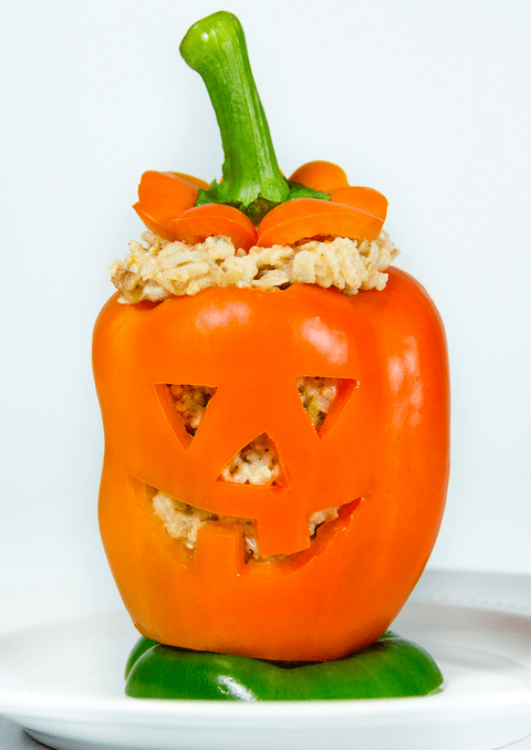 Spooky Stuffed Halloween Roasted Peppers 